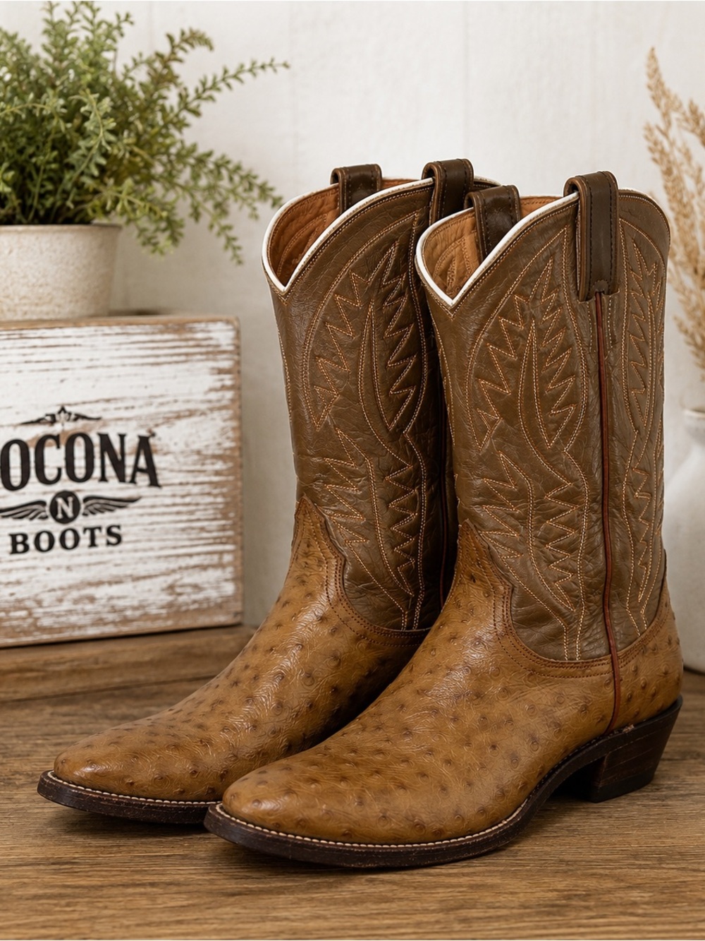 Vintage Nocona Brown Leather Western Cowboy Boots Women’s made in USA